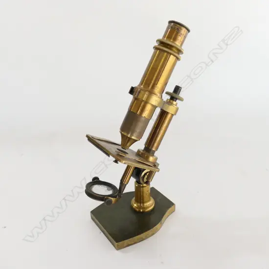 FRENCH 19thC BRASS COMPOUND MICROSCOPE w MULTIPLE LENSES by NACHET, OPTICIEN, RUE SERPENTE, 16, PARIS. MAHOG BOX